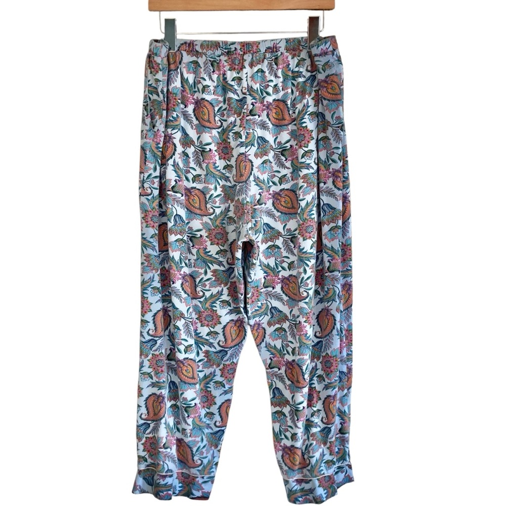 Soft Surroundings Harbour Orleans Blue Floral Paisley Button Up Crop Pajama Set - Picture 6 of 14